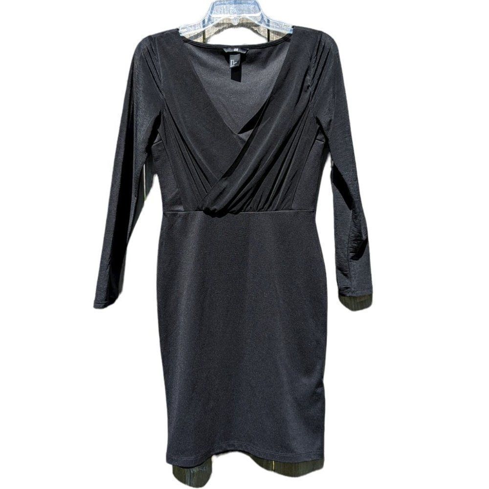H&M S Black Dress with sheer sleeves
